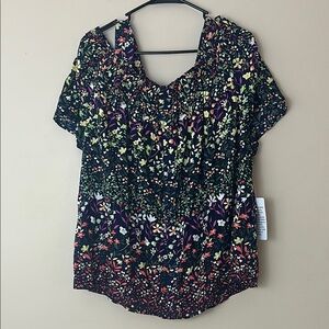 Brand New Woman Within Plus Floral Cold Shoulder Blouse Size 18/20